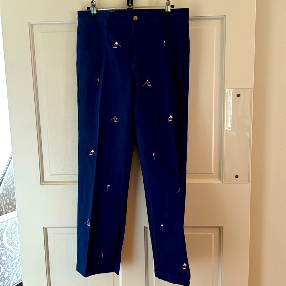 Vineyard Vines Classic Fit Club Pant Flag SKIER Embroidered Pants Boys Sz 18 NWT